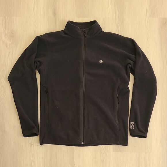 Mountain Hardwear Black Fleece Jacket Large FLAW Mock Neck Full Zip Pocket Men's - Picture 1 of 7